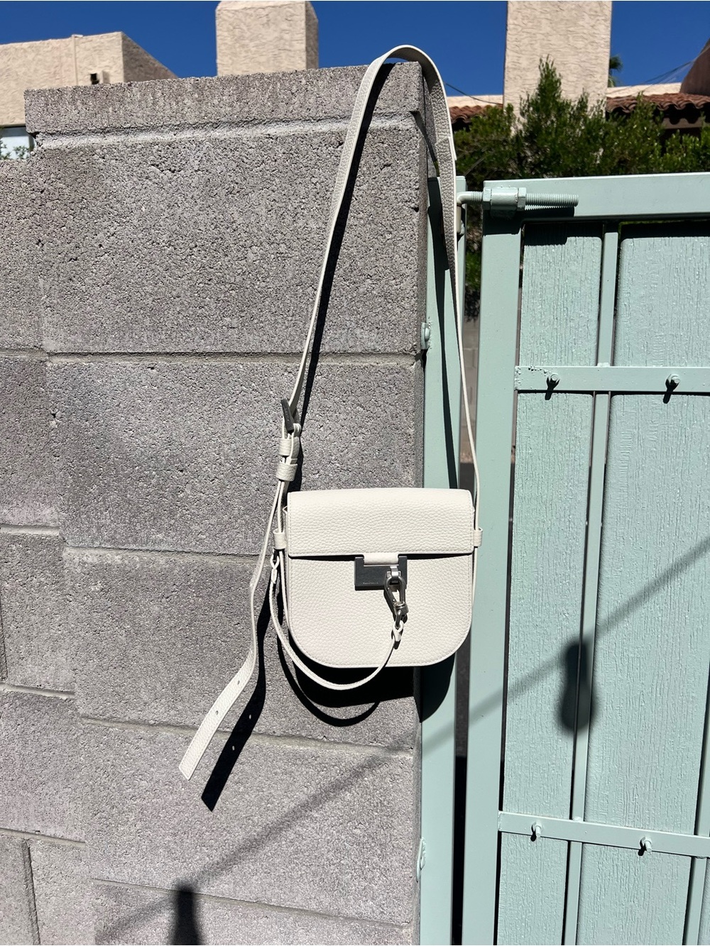 AllSaints White Pebbled Leather Crossbody Bag